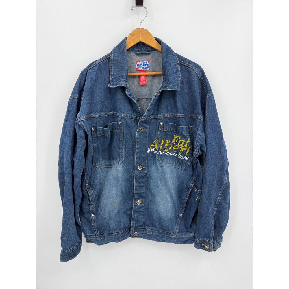 Platinum FUBU Fat Albert Denim Jacket Mens XL Blue Embroidered Vtg 90s HipHop